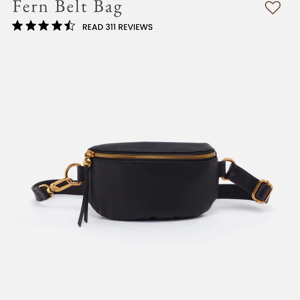 HOBO Black Leather Fern Belt Crossbody Bag with Gold Hardware